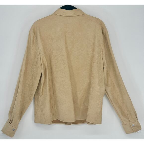 Liz Claiborne Tan Faux Suede Snap Front Shirt Jacket Size XL - Picture 2 of 3